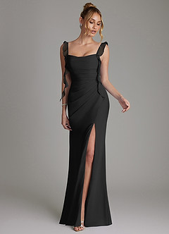 Azazie Jessamine 신부 들러리 드레스 인어 코르셋 쉬폰 바닥 길이 드레스 image4