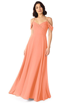 Azazie Tancie Bridesmaid Dresses Sunset A-Line Off the Shoulder Chiffon Convertible Dress image1