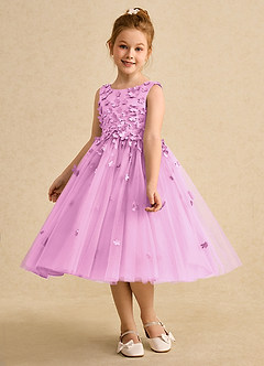 Azazie Lana Flower Girl Dresses Candy Pink A-Line Sleeveless Matte Satin Dress image3
