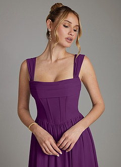 Azazie Caterina Bridesmaid Dresses Grape A-Line Corset Chiffon Dress image3