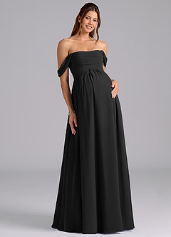 Azazie Saige Brautjungfernkleider für Schwangere A-Linie Plissee Chiffon Bodenlänge Kleid image3