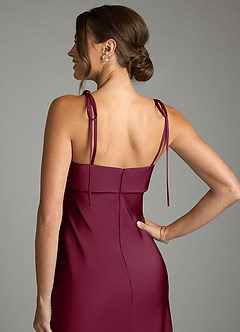 Azazie Ellia Bridesmaid Dresses Mulberry Sheath Bow Stretch Satin Dress image6