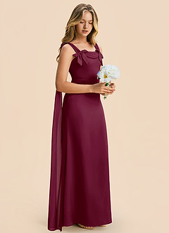 Azazie Chelsea Junior Mulberry Sheath Pleated Stretch Satin Dress image6