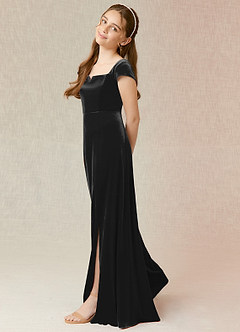 Azazie Gabi A-Line velvet Floor-Length Junior Bridesmaid Dress image4