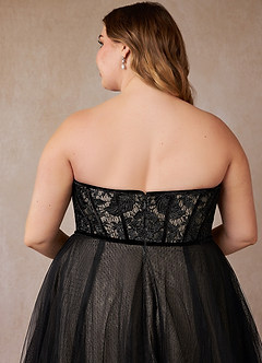 Azazie Persephone Wedding Dresses Black Champagne Ball-Gown Lace Tulle Dress image14