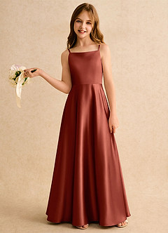 Azazie Joella Girls Formal Flower Girl Klänningar Klä A-Line i Stretch Satin Plisserad image2