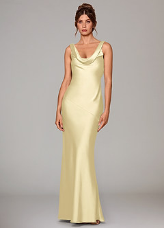 Azazie Rylina Bridesmaid Dresses Lemon Sorbet Mermaid Stretch Satin Dress image1