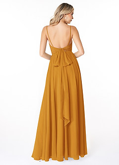Azazie Gracie Brautjungfernkleider A-Linie Plissee Chiffon Kleid Butterscotch image2