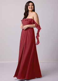 Barbie ♥ Azazie Bridesmaid Dresses Pomegranate A-Line Off the Shoulder Chiffon Convertible Dress image11