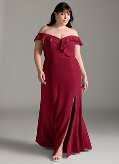 Azazie Sophie Jurken voor bruidsmeisjes Converteerbaar Jurk van Chiffon met A-Lijn Off the Shoulder Bourgondië image6