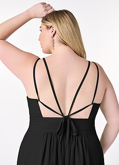 Azazie Farren Bridesmaid Dresses Black A-Line Pleated Chiffon Convertible Dress image16