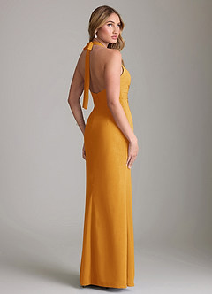 Azazie Valerie Bridesmaid Dresses Butterscotch Mermaid Pleated Chiffon Dress image2