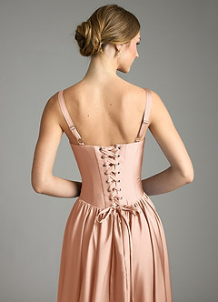 Azazie Evadina Suknie dla druhen Linia A Gorset Satyna elastyczna Do ziemi Sukienka image6