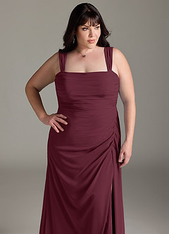Azazie Jesaphine Bridesmaid Dresses Cabernet Sheath Bow Chiffon Dress image13