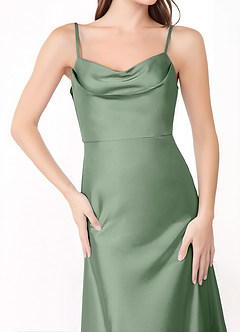 Azazie Alaija Bridesmaid Dresses Matcha Mermaid Side Slit Stretch Satin Dress image5