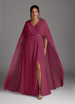Azazie Isa Mother of the Bride Dresses Mulberry A-Line V-Neck Pleated Chiffon Dress image7