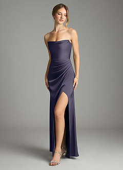 Azazie Leonis Bridesmaid Dresses Stormy Mermaid Pleated Stretch Satin Convertible Dress image1