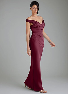 Azazie Stella Bridesmaid Dresses Mulberry Sheath Corset Stretch Satin Convertible Dress image4