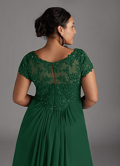 Azazie Jetta Mother of the Bride Dresses Dark Green A-Line Sequins Chiffon Dress image9