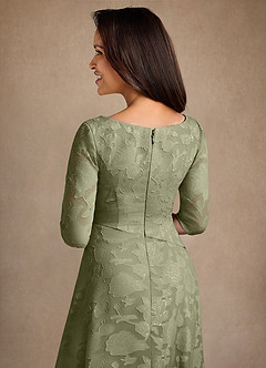 Azazie Durant Mother of the Bride Dresses Pistachio A-Line Pleated Floral Burnout Dress image5