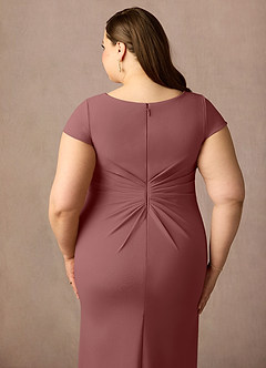 Azazie Tana Kleider für die Brautmutter Meerjungfrau-Linie V-Hals Gefaltet Stretch-Krepp Kleid Wüstenrose image11
