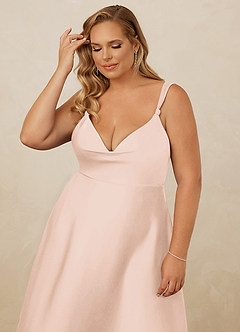 Christian Siriano Bridal for Azazie 1001 Robes de demoiselle d'honneur Robe Trapèze en Satin extensible Encolure en Forme de Cœur Rose Pâle image16