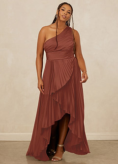Christian Siriano Bridal for Azazie 1008 Bridesmaid Dresses Auburn A-Line One Shoulder Stretch Satin Dress image9