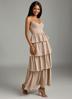 Azazie Kaiden Bridesmaid Dresses Taupe A-Line Sweetheart Neckline Chiffon Dress image3