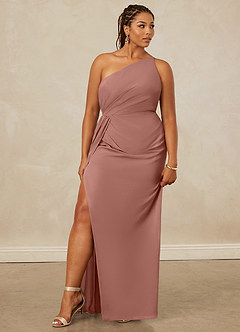 Christian Siriano Bridal for Azazie 1003 Bridesmaid Dresses Cedar Rose Sheath One Shoulder Chiffon Dress image11