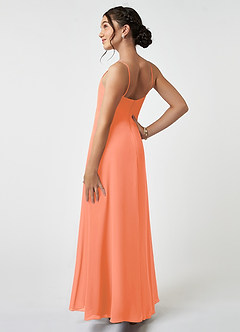 Azazie Collette Junior A-Linie Gestreift Chiffon Kleid Sonnenuntergang image4