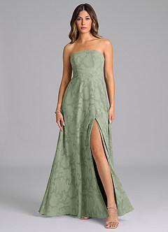 Azazie Wren Bridesmaid Dresses Agave A-Line Strapless Floral Burnout Dress image1