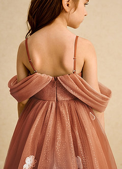 Azazie May Flower Girl Dresses Cinnamon Ball-Gown Pleated Tulle Dress image8