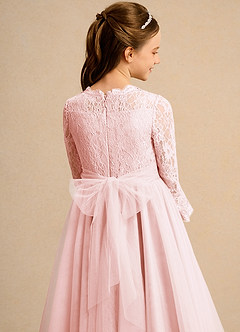 Azazie Lamb Girl Flower Girl Dresses Blushing Pink Ball-Gown Lace Dress image6