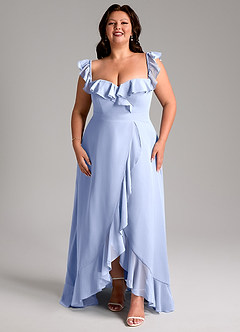 Azazie Lyra Vestidos de madrinha de casamento Vestido Gelo de Chiffon de Linha A com Conversível image15
