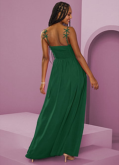 Barbie ♥ Azazie Jurken voor bruidsmeisjes Jurk van Chiffon met A-Lijn Geplooid Donkergroen image2