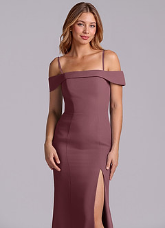 Azazie Luciana Bridesmaid Dresses Sangria Sheath Off the Shoulder Chiffon Convertible Dress image7