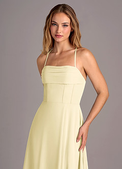 Azazie Carolyn Abiti da Damigella Abito A-Line in Chiffon Plissettato Sorbetto Al Limone image2