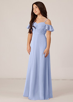 Azazie Juna Junior Robe Trapèze en Mousseline de soie Épaule décolletée Eis image3