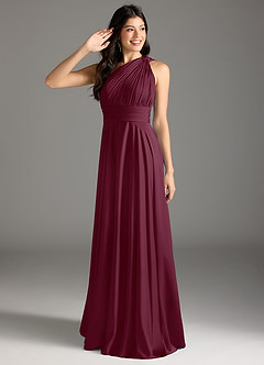 Azazie Charlize Bridesmaid Dresses Mulberry A-Line One Shoulder Stretch Satin Dress image1