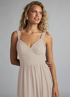 Azazie Aziza Bridesmaid Dresses Frost A-Line V-Neck Pleated Chiffon Dress image5