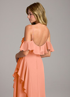 Azazie Aubrie Slutförsäljning Klänning av A-Linje i Chiffong Av axeln Solnedgång image2