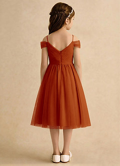 Azazie Lila Girls Formal Robe Demoiselle D'honneur Fillette Robe Trapèze en Tulle Épaule décolletée Paprika image2