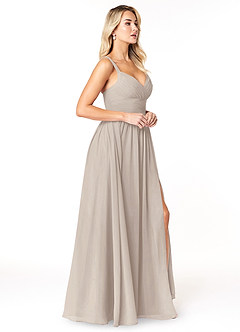 Azazie Chanel Brautjungfernkleider A-Linie Plissee Chiffon Kleid Frost image4
