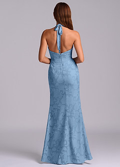 Azazie Valerie 신부 들러리 드레스 인어 주름진 플로럴 번아웃 바닥 길이 드레스 image7