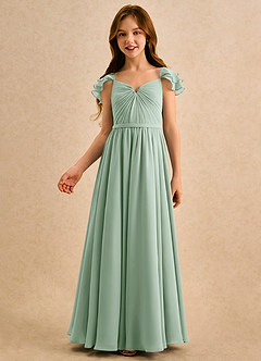 Azazie Meimei Girls Formal Flower Girl Klänningar Klä A-Line i Chiffong Plisserad image3