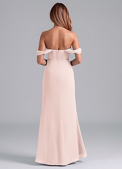 Azazie Asha Robes de demoiselle d'honneur Robe Fourreau Convertible en Mousseline de soie Épaule décolletée Rose Pétale image5