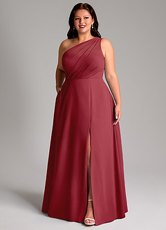 Azazie Phaedra Jurken voor bruidsmeisjes Jurk van Chiffon met A-Lijn One-Shoulder Granaatappel image4