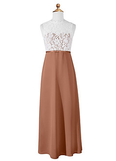 Azazie Rana Junior Bronzer A-Line Lace Chiffon Dress image5