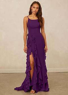 Christian Siriano Bridal for Azazie 1006 Bridesmaid Dresses Grape Mermaid Ruched Chiffon Dress image3