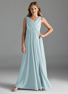 Azazie Tanicia Junior Mist A-Line Mesh Dress image3